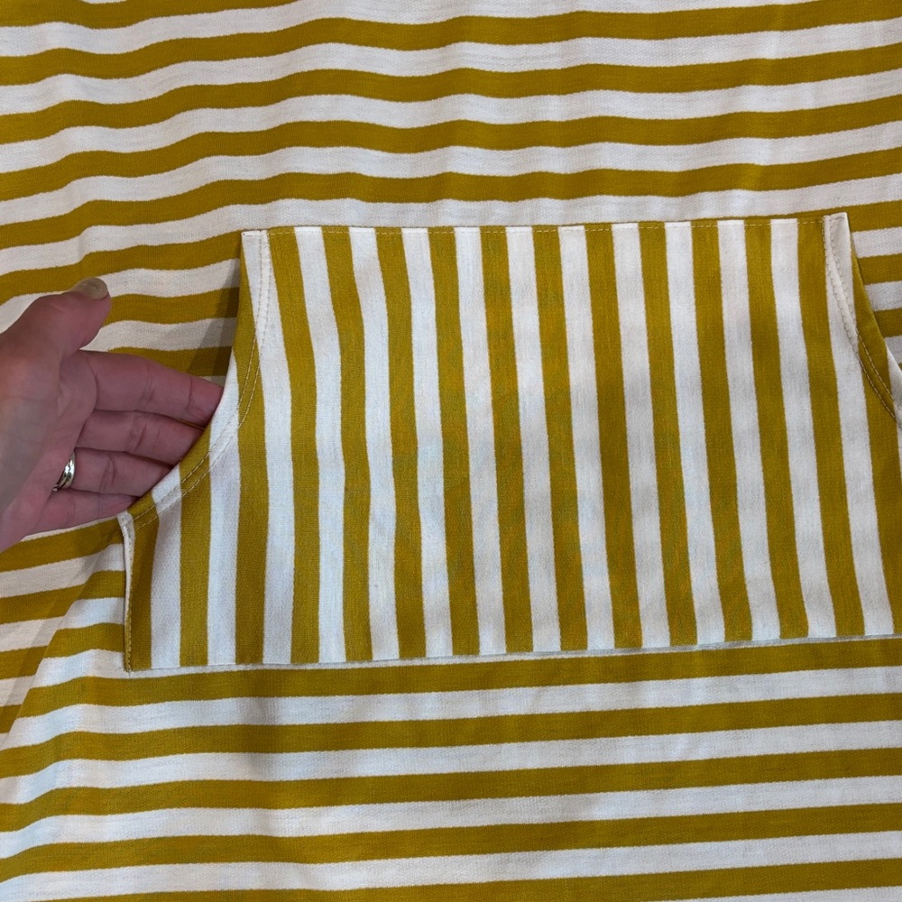 Striped Tunic Dress with Front Pocket in Mustard & White - Picture 3 of 9